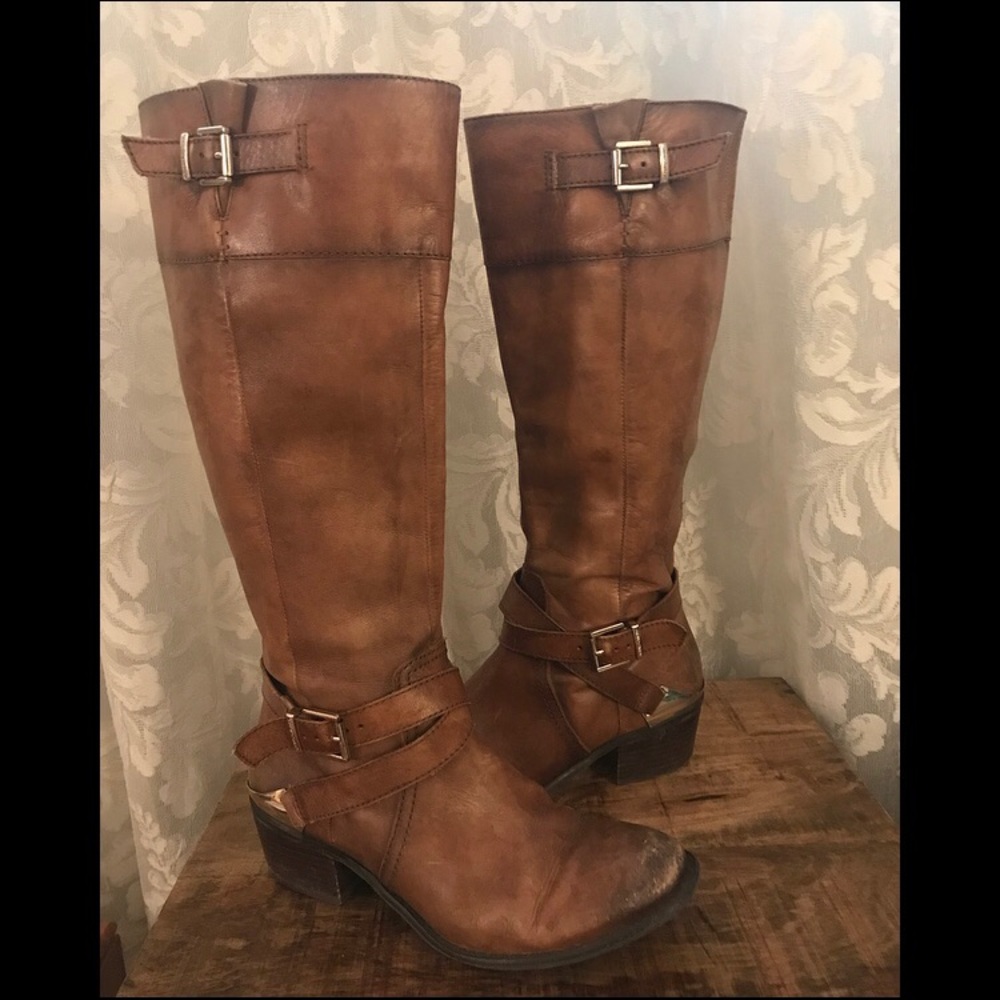Arturo Chiang Brown Leather Riding Boots